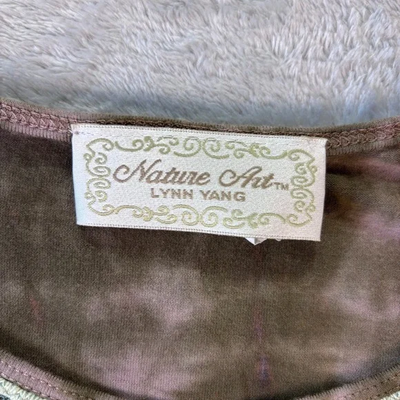 Nature Art Women's Top XL Green‎ Purple Tie Dye Boho Embroidered Tunic Blouse - Picture 2 of 7